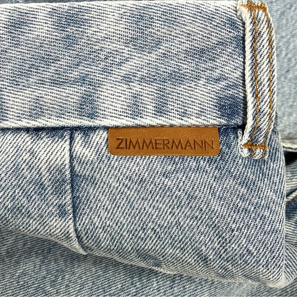 Zimmermann Pleated Wide Leg Jeans Sea Foam Blue AU 2 4 US 8 12 NWT Denim - Picture 14 of 17
